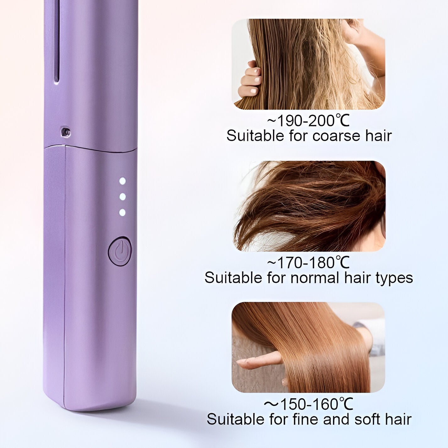 Portable Cordless Hair Straightener Comb | USB Type-C Rechargeable | Fast Heating Detangling Brush